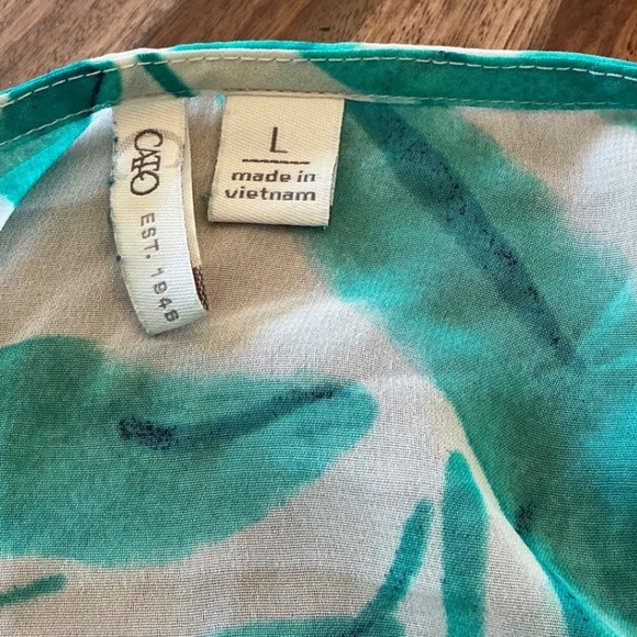 Cato Womens Green Tropical Leaf Print Tie Front Kimono Bell Sleeve Cardigan L - Picture 3 of 7